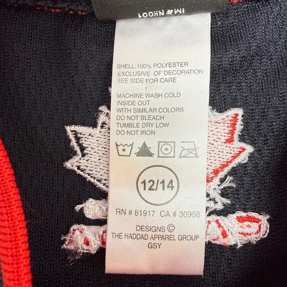 Nike Team Canada Hockey Jersey Youth Medium 12/14 Black Red Short‎ Sleeve Mesh